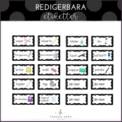 Redigerbara etiketter (svart)
