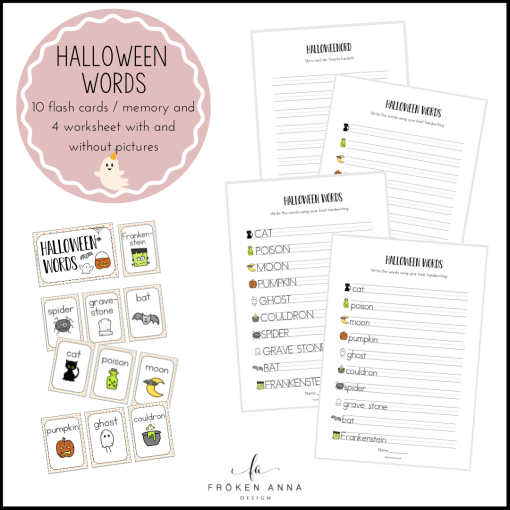 Halloween words (Ordkunskap, välskrivning, memory)