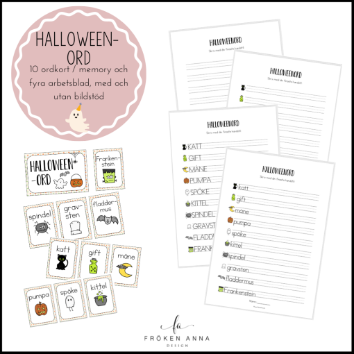 Halloweenord (Ordkunskap, välskrivning, memory)