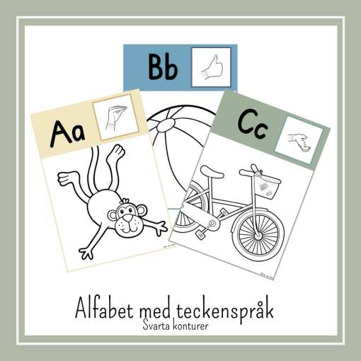 Väggalfabet med teckenspråk svartvita bilder