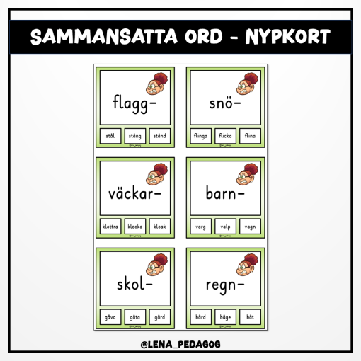 Sammansatta ord - nypkort