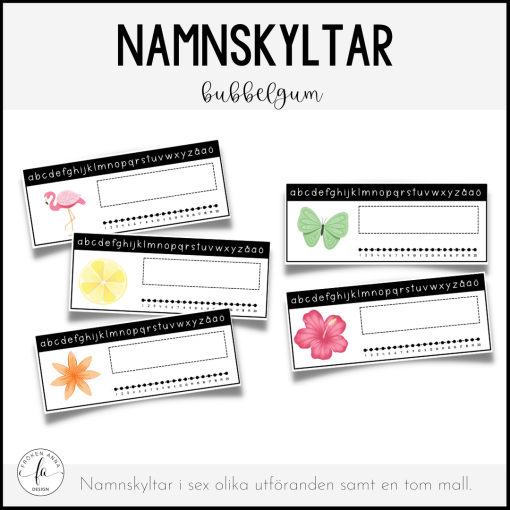 Namnskyltar bubbelgum