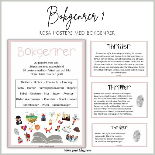 Bokgenrer 1 - rosa posters