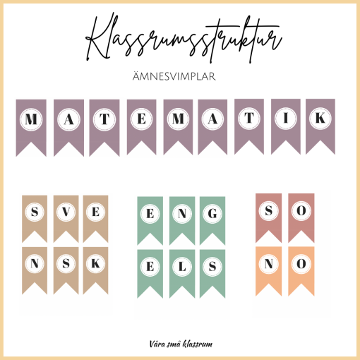 Klassrumsstruktur - Ämnesvimplar