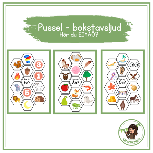 Pussel bokstavsljud- bokstäverna EIYÄÖ