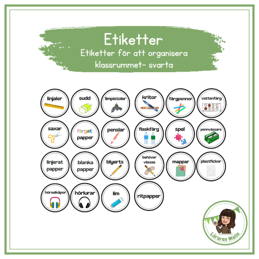 Etiketter- svarta