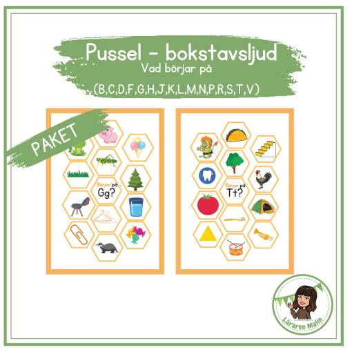 PAKET- Pussel- börjar på (bokstäverna B,C,D,F,G,H,J,K,L,M,N,P,R,S,T,V)