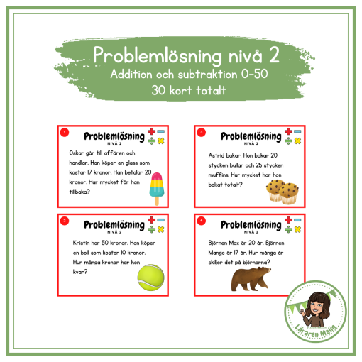 Problemlösning nivå 2 (addition och subtraktion 0-50)