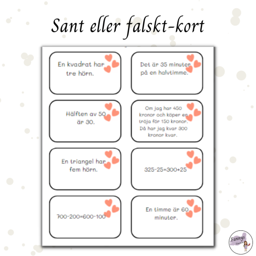 Blandade sant eller falskt-kort