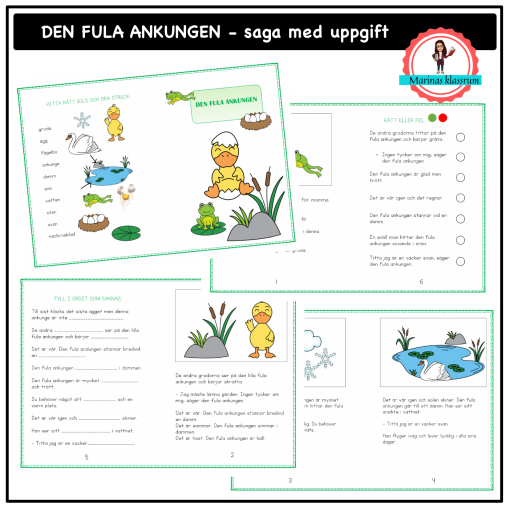 Den fula ankungen - saga med uppgifter