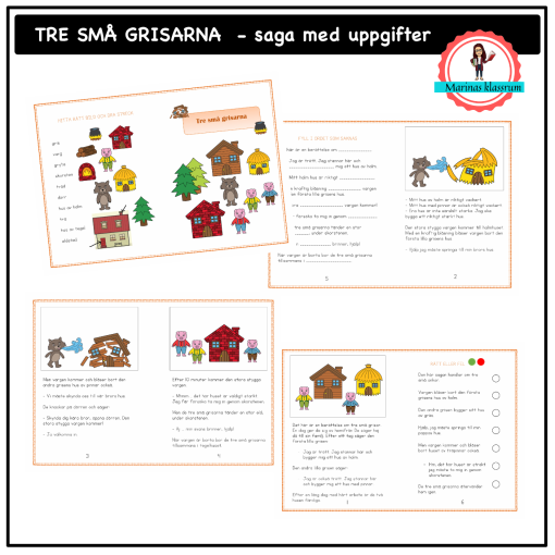 De tre små grisarna - saga med uppgifter