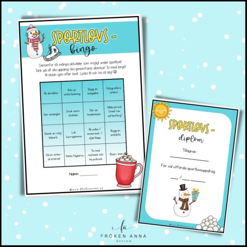 Redigerbart Sportlovsbingo (skriv in egna uppdrag)