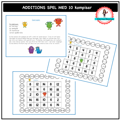 Additions-spel med 10 kompisar