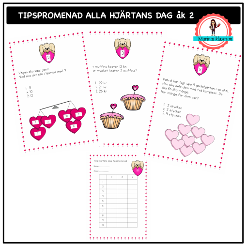 Tipspromenad - mattefrågor alla hjärtans dag åk 2
