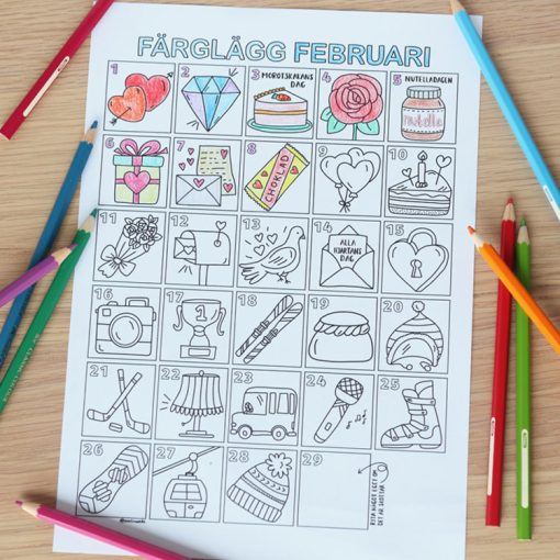 Färglägg februari - kalender