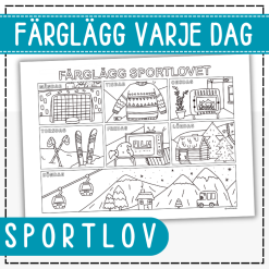 Sportlov - färglägg ett motiv om dagen