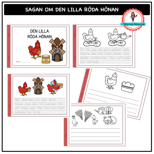 Den lilla röda hönan - en sagobok / svenska + engelska