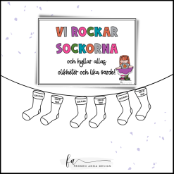 Rocka sockorna: skylt + sockor att hänga upp