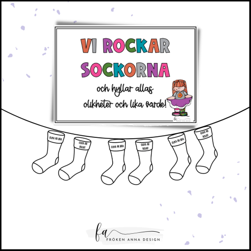 Rocka sockorna: skylt + sockor att hänga upp