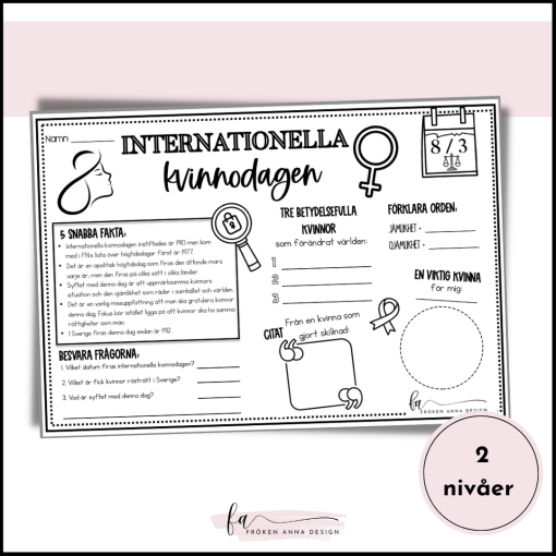 Internationella kvinnodagen: Faktablad i två nivåer