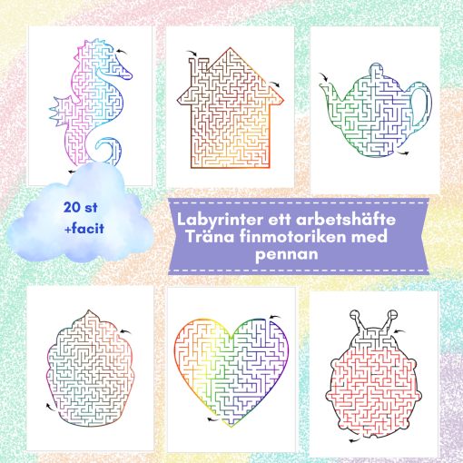 Labyrinter - träna med pennan 20 st