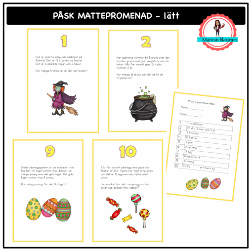 Påsk matte-tipspromenad lätt / åk 1-2