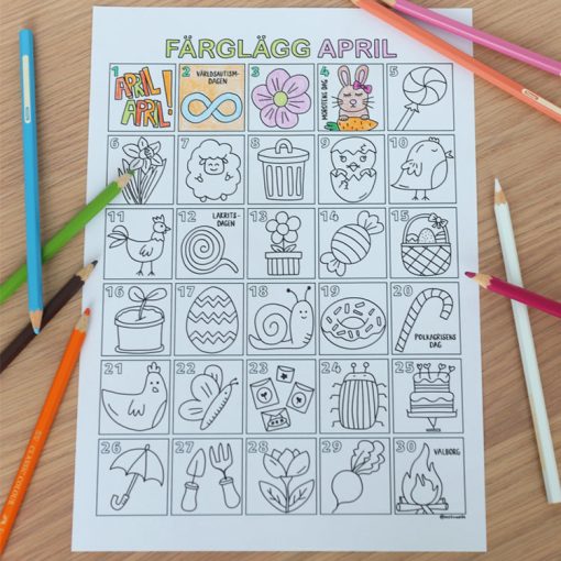 Färglägg april - kalender