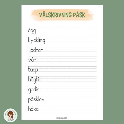 Välskrivning påsk
