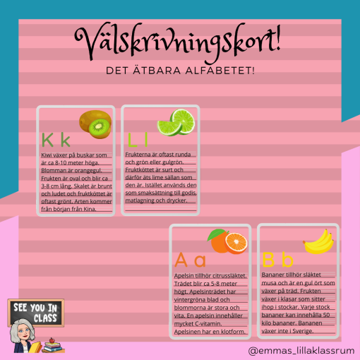 Välskrivningskort - "det ätbara alfabetet"