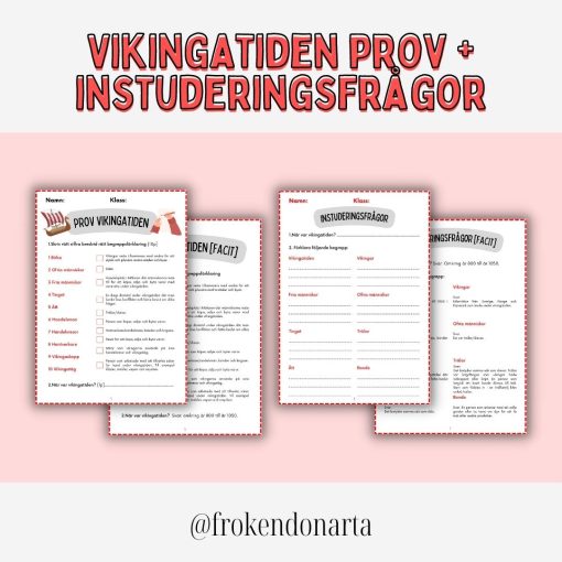 Vikingatiden - Prov + Facit till prov + Instuderingsfrågor + Facit till instuderings frågor