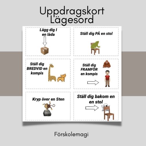 Uppdragskort -Lägesord 18 kort