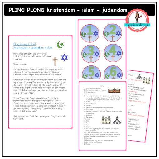 Pling plong spel - kristendom islam judendom åk 4-6