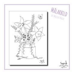 Målarbild – Påskliljor i kruka