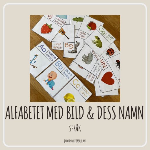 Alfabet med bild och dess namn (13x16cm)