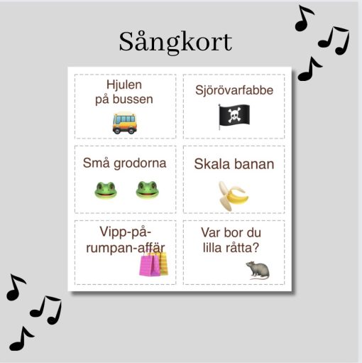 Sångkort 18st