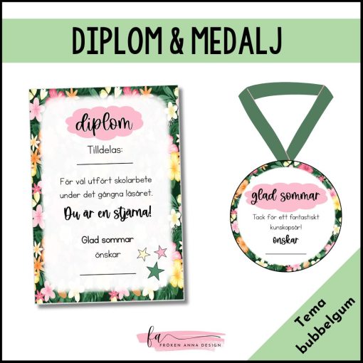 Diplom och medalj till skolavslutningen