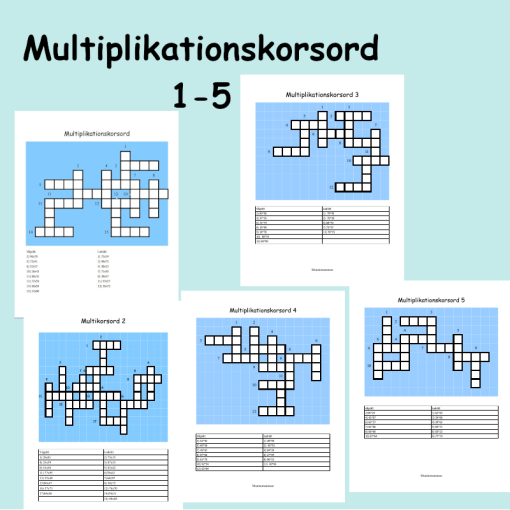 Multiplikationskorsord 1-5