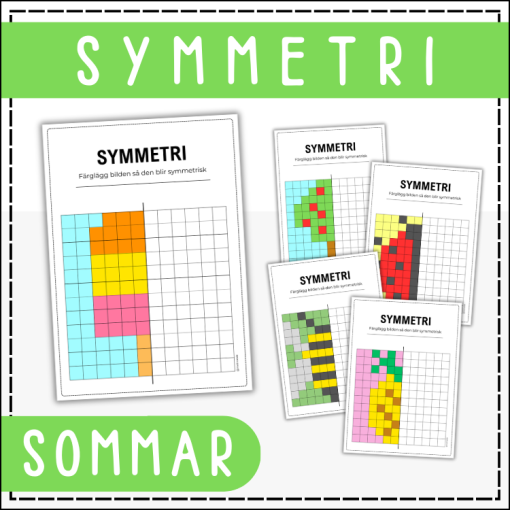 Symmetri - färglägg, tema sommar