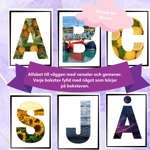 Alfabet till väggen - A3 & A4