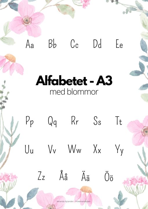 Alfabetet - A3 storlek - med blomster