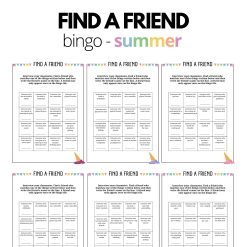 Find a friend - 13 bingo tiles with the theme summer