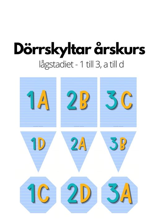 Dörrskylt - lågstadiet - 3 olika designs