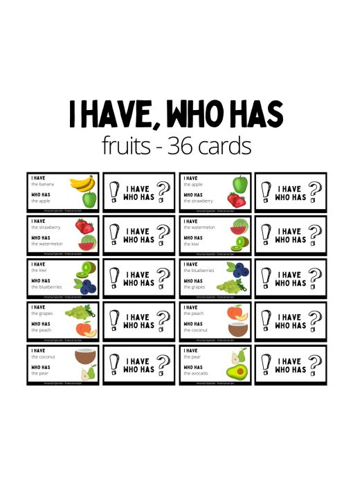 I have, who has domino - fruits 36 cards
