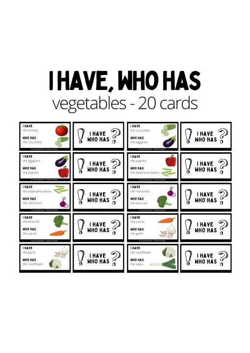 I have, who has domino - vegetables 20 cards