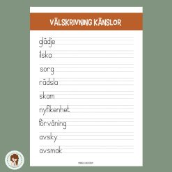 Välskrivning - Tema känslor