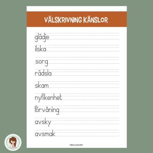 Välskrivning - Tema känslor