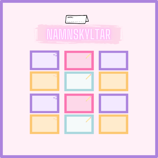 3 olika namnskyltar