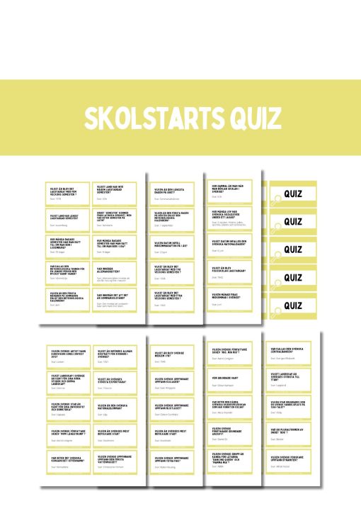 Frågesport - 80 frågor - svensk sommar, skola, företag, författare, geografi, artister etc