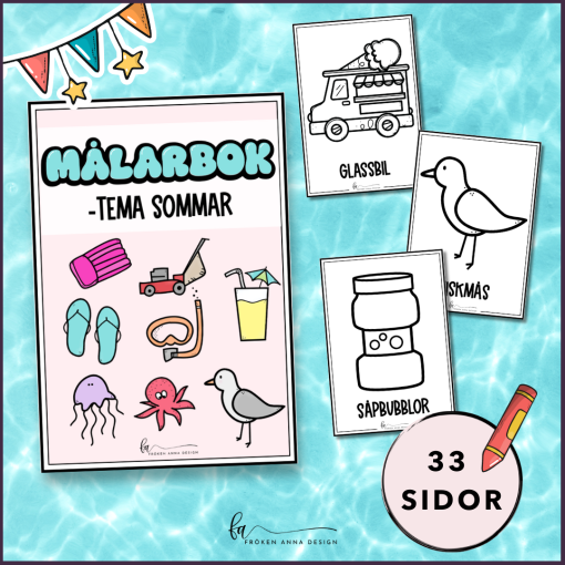 Målarbok tema sommar
