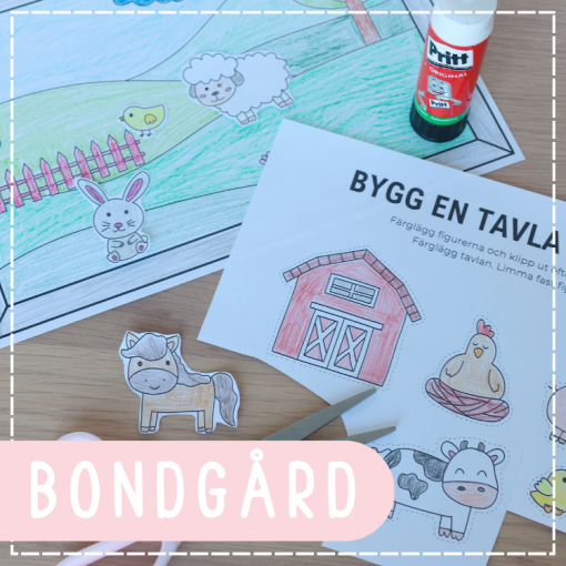 Pyssel: färglägga, klippa och klistra - bondgård